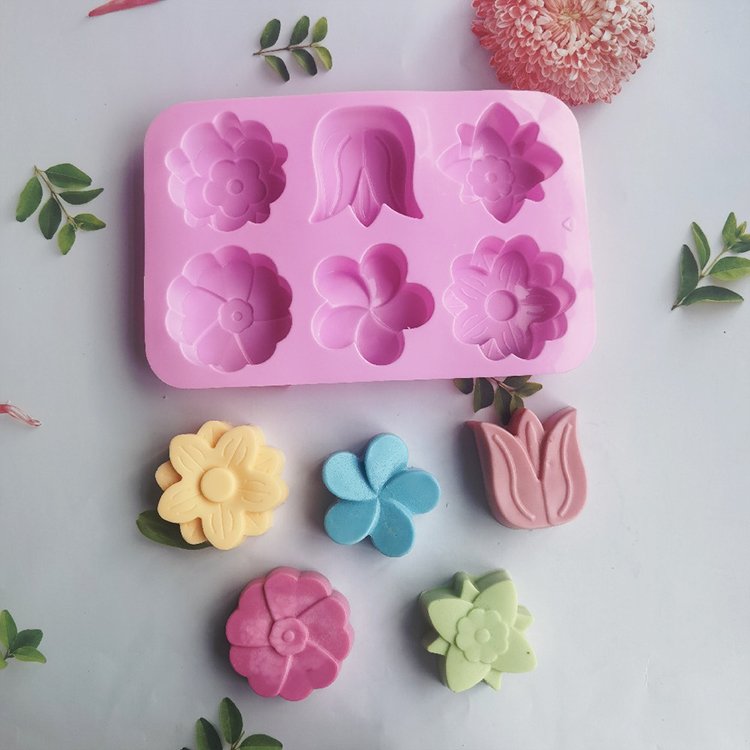 6 Cavities Tulip Flower Cake Decorating Supplies Molds Personalized Soap Making Mould Silicone Cake Mold