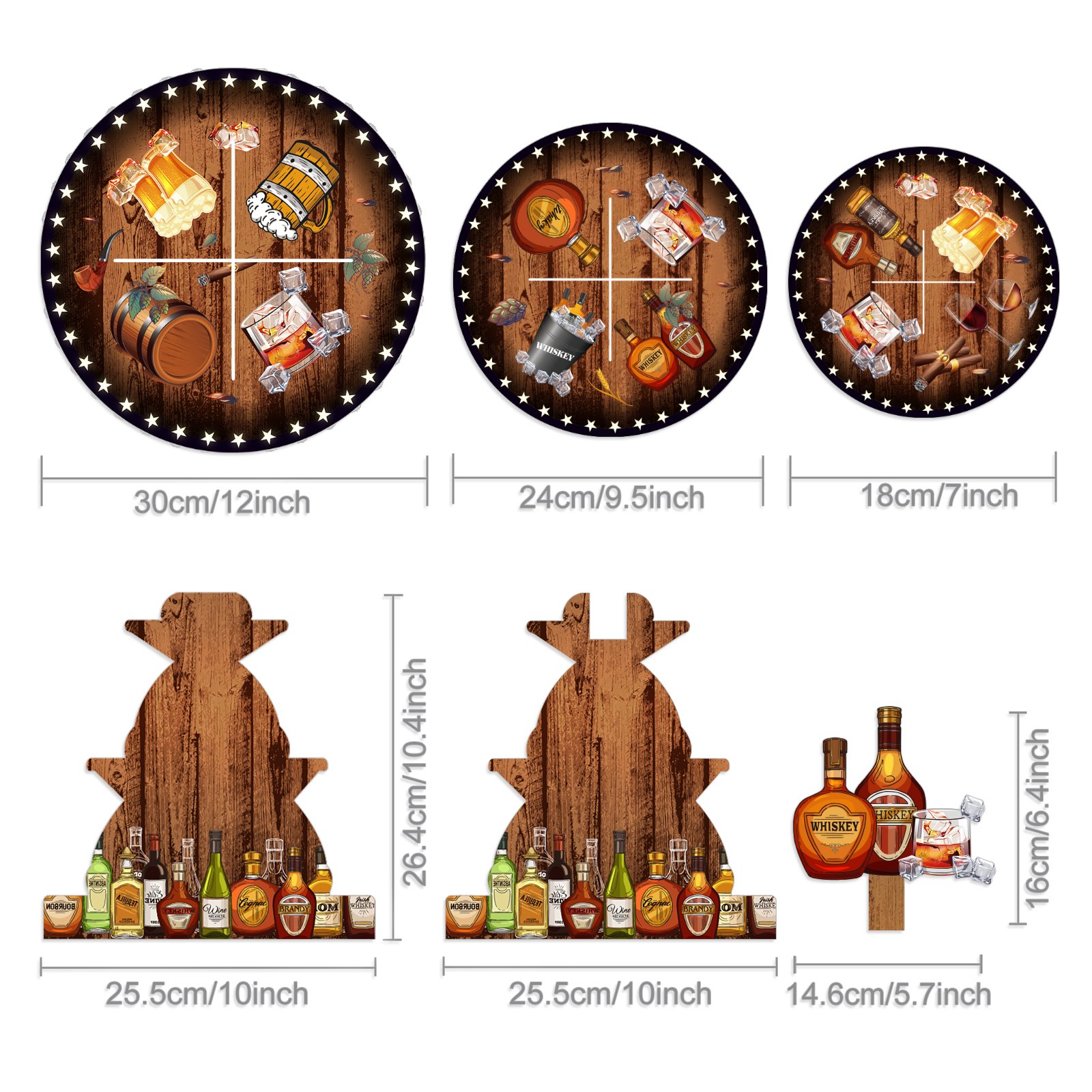 Huancai Whiskey Beer Cake Stand 3 Tier Cupcake Stand Holder Aged to Perfection Party Decorations for Birthday Party Supplies