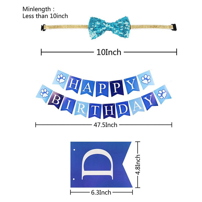 Handmade Dog Birthday Bandana Set Party Pet Pull Flag Triangle Scarf Cake Hat Decoration for DIY Pet Party Supplies