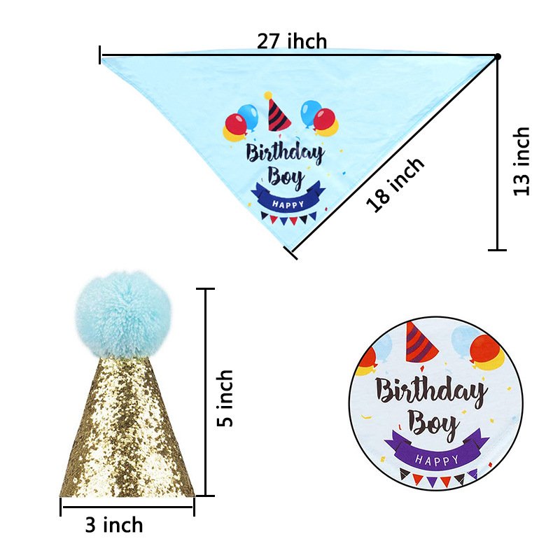 Handmade Dog Birthday Bandana Set Party Pet Pull Flag Triangle Scarf Cake Hat Decoration for DIY Pet Party Supplies