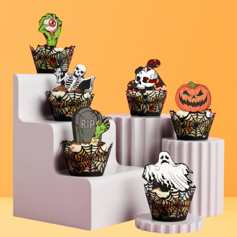 Decorate Halloween paper cupcake edges Halloween party supplies decorations for halloween cakes