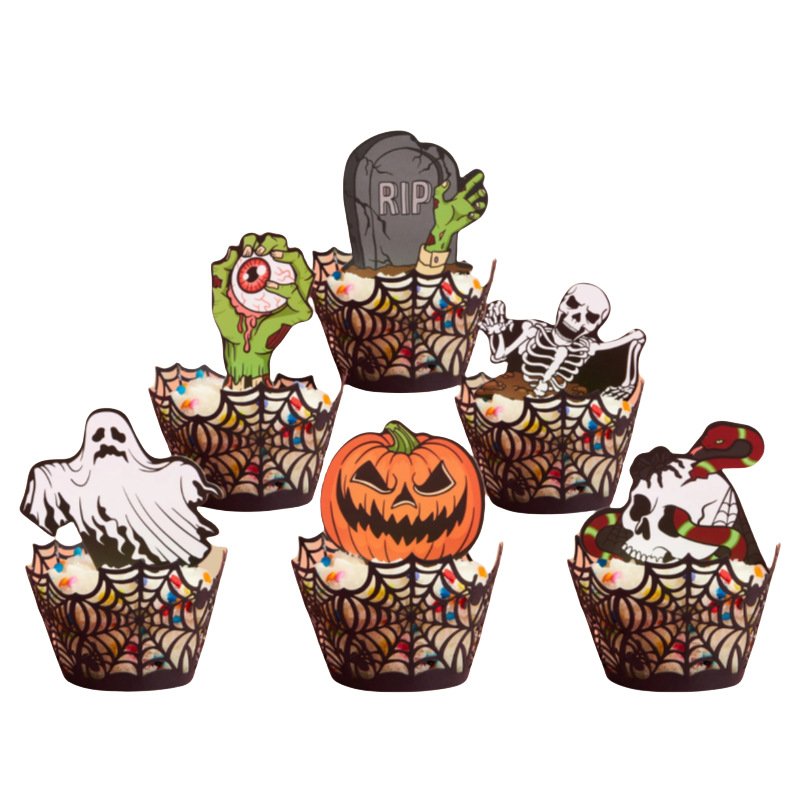 Decorate Halloween paper cupcake edges Halloween party supplies decorations for halloween cakes