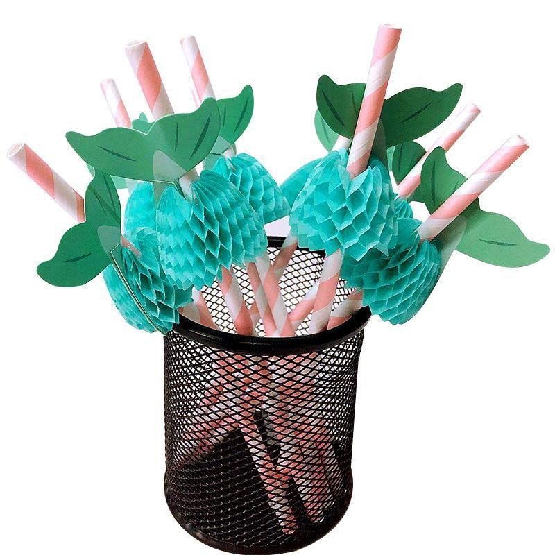 Ychon new arrivals drinking straws flexible mermaid paper straw striped paper straws