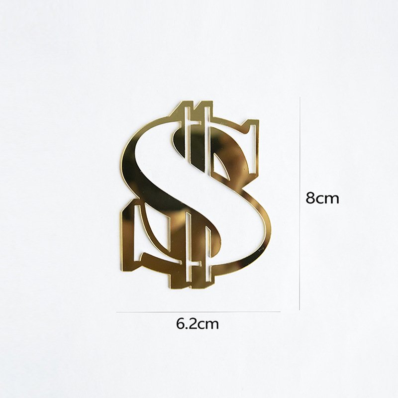Dollar Acrylic Cake Toppers for Baking and Dessert Table Decor Elegant Cake Decoration Cards
