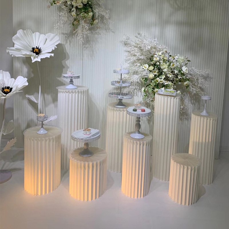 Birthday party supplies for wedding round stand cylinder for party cake table Paper Pedestal White Cake Plinth Cylinder stand