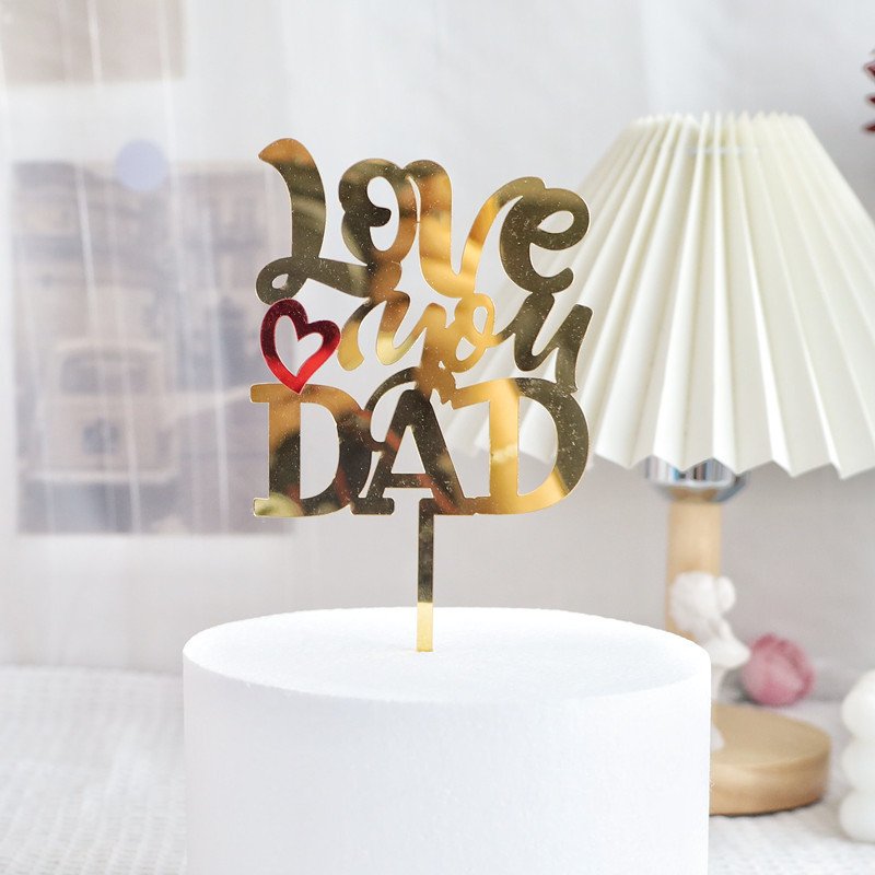 2024 Wholesale Happy Father's Day Birthday Cupcake Topper Acrylic Cake Toppers For Dad Birthday Cake Decoration