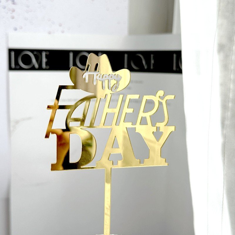 2024 Wholesale Happy Father's Day Birthday Cupcake Topper Acrylic Cake Toppers For Dad Birthday Cake Decoration