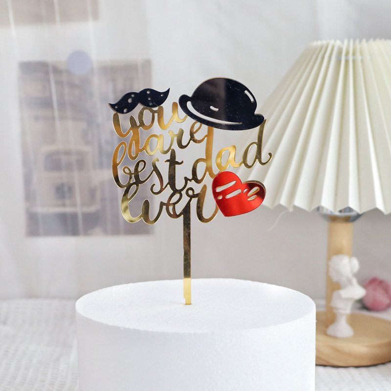 2024 Wholesale Happy Father's Day Birthday Cupcake Topper Acrylic Cake Toppers For Dad Birthday Cake Decoration