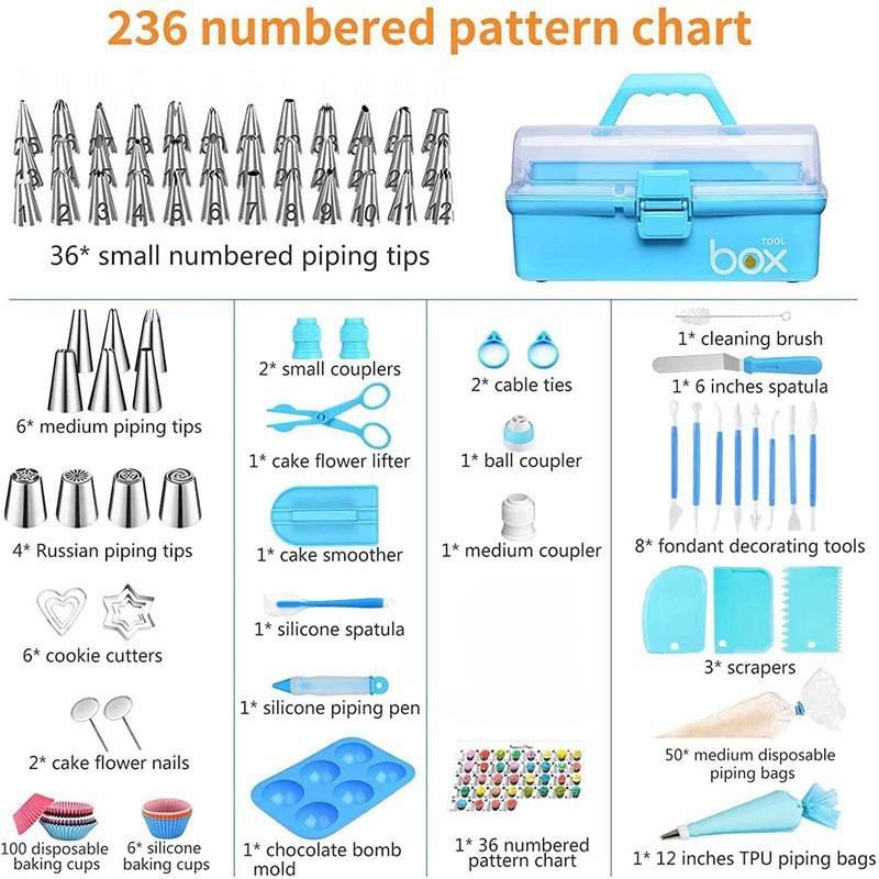 236 PCS Set Cake Decorating Supplies Wholesale Cake Decorations Baking Kit Customized Cake Decoration Tools