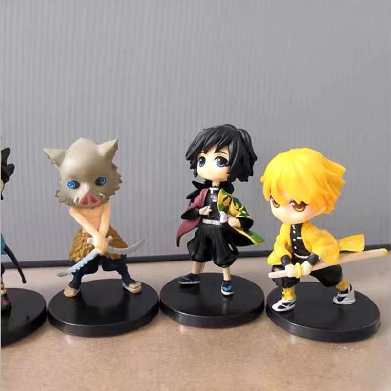 PVC 6 Pieces Demoon Slay-er Figures Statues Figurine Collection Birthday Gifts Cake Topper Decoration party Supplies