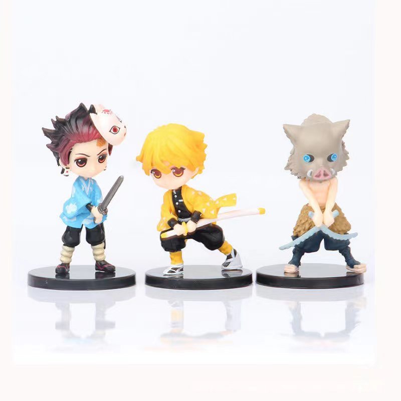 PVC 6 Pieces Demoon Slay-er Figures Statues Figurine Collection Birthday Gifts Cake Topper Decoration party Supplies