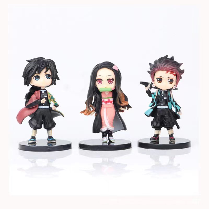 PVC 6 Pieces Demoon Slay-er Figures Statues Figurine Collection Birthday Gifts Cake Topper Decoration party Supplies