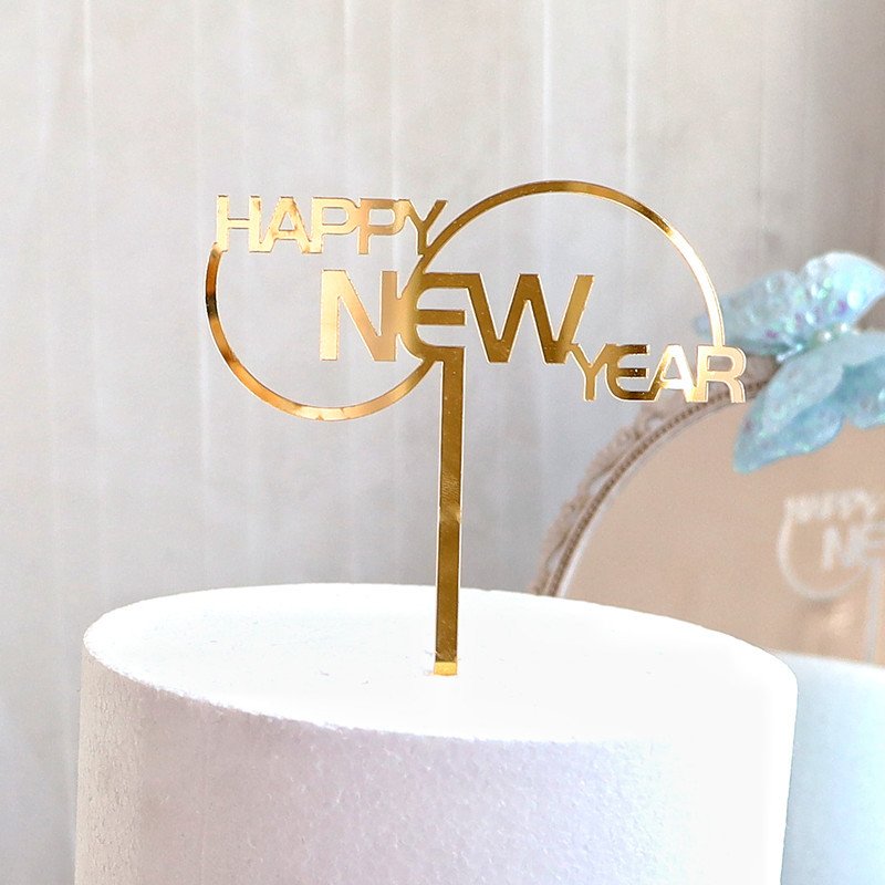 Cake Decorating Supplies Acrylic Rabbit Happy New Year Cake Topper for Merry Christmas Dessert Cupcake Decoration Topper XQA149