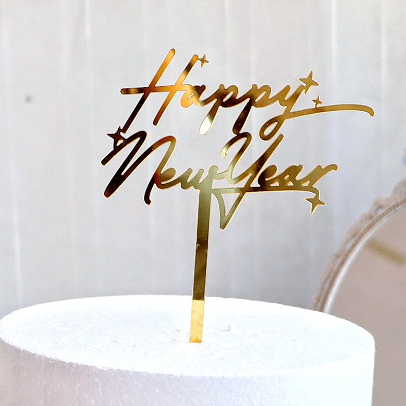 Cake Decorating Supplies Acrylic Rabbit Happy New Year Cake Topper for Merry Christmas Dessert Cupcake Decoration Topper XQA149