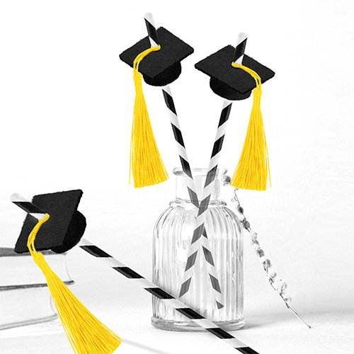 Graduation Season Graduation Cap Straw Celebration Black Gold Bachelor Hat graduation Hat Straw For Party Supplies