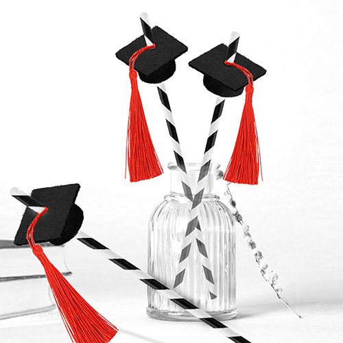 Graduation Season Graduation Cap Straw Celebration Black Gold Bachelor Hat graduation Hat Straw For Party Supplies