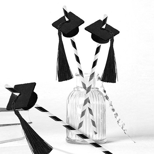 Graduation Season Graduation Cap Straw Celebration Black Gold Bachelor Hat graduation Hat Straw For Party Supplies