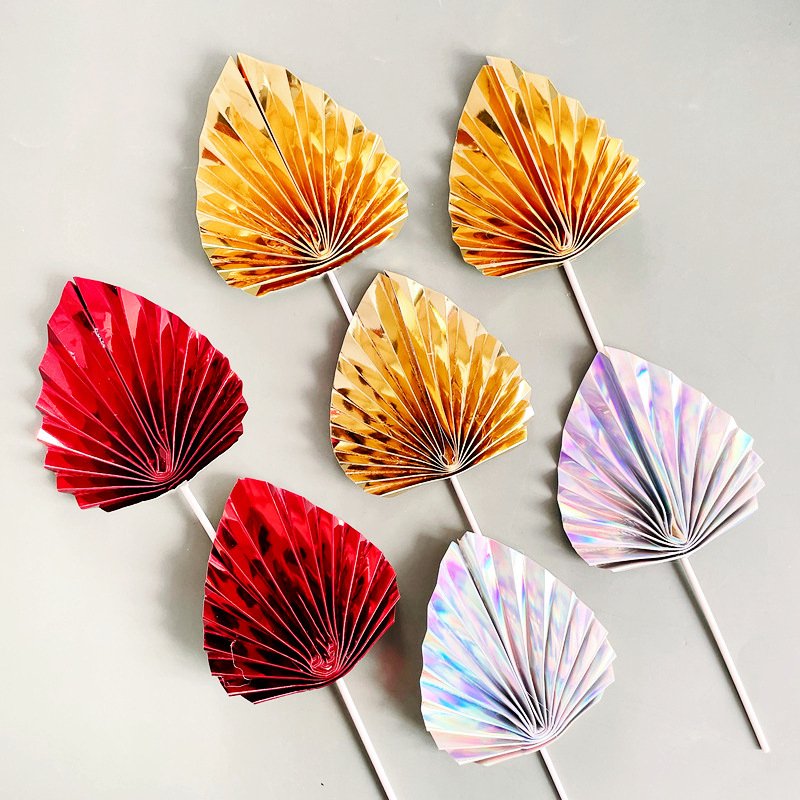 Happy Birthday Theme Cake Decoration People Favor Party Cake Topper Beautiful Folding Fan Party Decorations Supplies