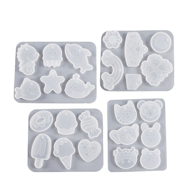 Cute Animal Keychain Silicone Mold Epoxy Resin Casting Animals Molds DIY Necklace Pendant Crafts Jewelry Art Craft Ornaments