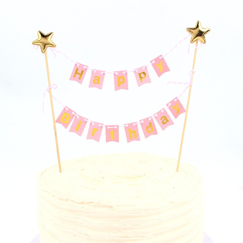 2024 Happy Birthday Cake Topper With Small Banners Party Cake Decorations Party Supply For Birthday