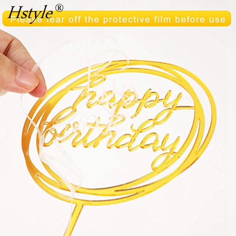 Gold Cake Topper Happy Birthday Cake Topper Confetti Balloon Fan Cupcake Toppers Birthday Cake Decoration Supplies SET590
