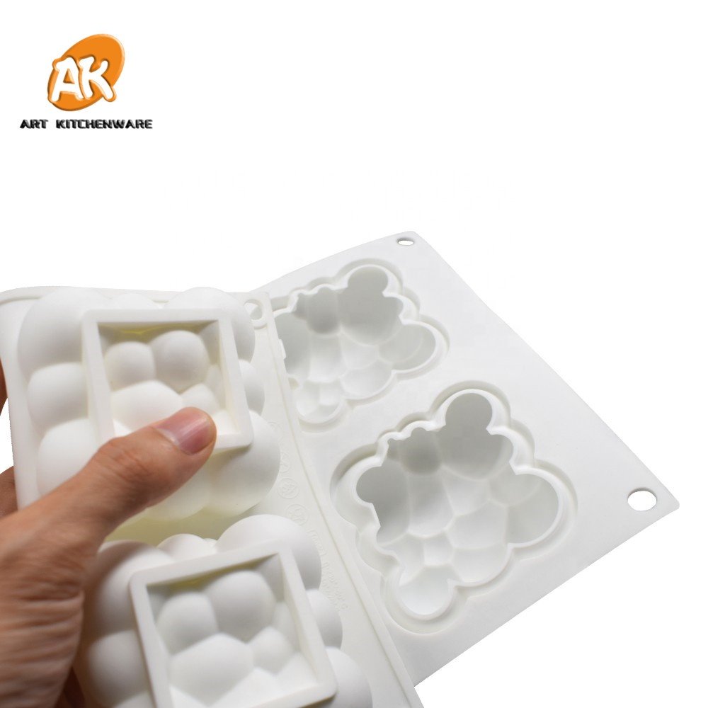 AK 6holes Square Cloud Silicone Mousse Cake Moulds for Bakery Jelly Moulds Pastry Baking Tools Handmade Candle Soap Mould MC-145