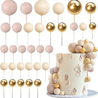 Wholesale foam ball 3cm Gold Silver Balls Cake Topper Happy Birthday Cake Toppers Wedding Party Baby Decoration Supplies plugin
