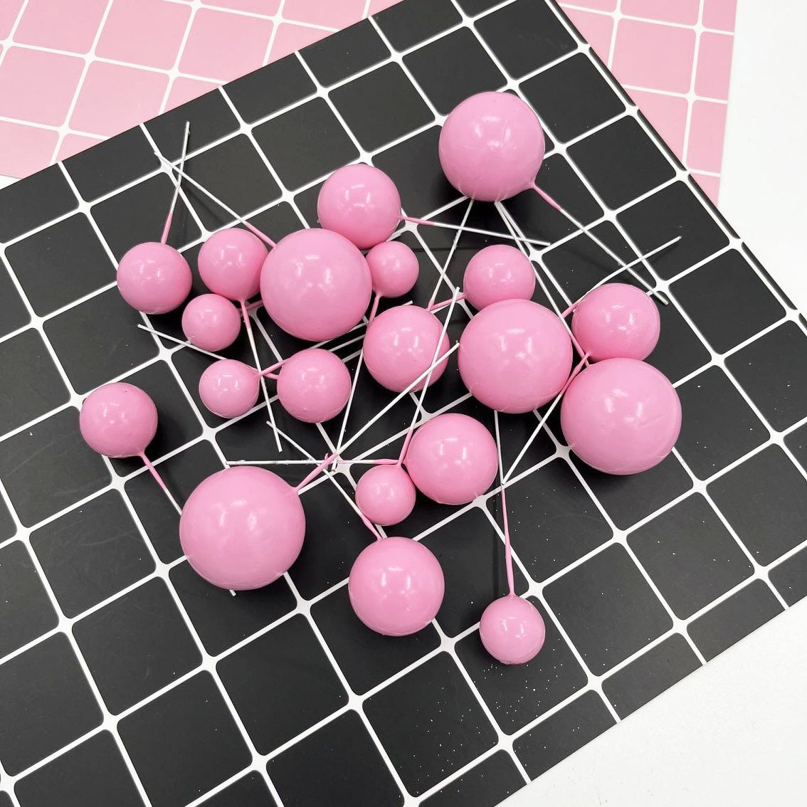 Wholesale foam ball 3cm Gold Silver Balls Cake Topper Happy Birthday Cake Toppers Wedding Party Baby Decoration Supplies plugin