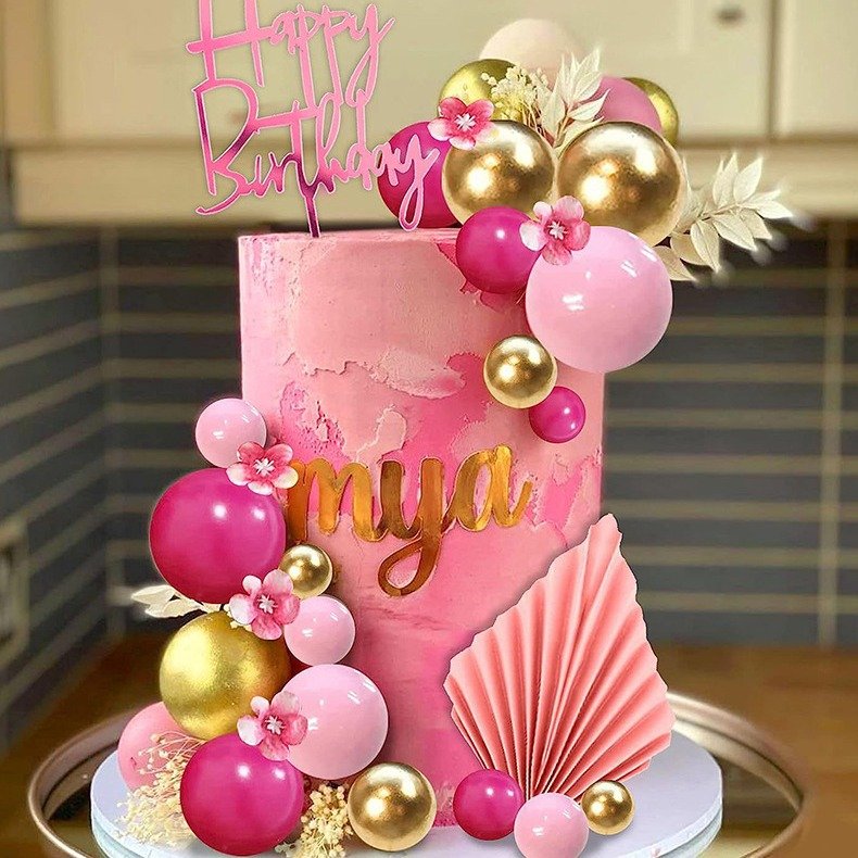Wholesale foam ball 3cm Gold Silver Balls Cake Topper Happy Birthday Cake Toppers Wedding Party Baby Decoration Supplies plugin