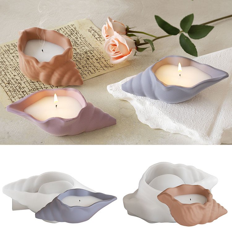 YS Conch Candle Cup Silicone Mold DIY Cement Gypsum Aromatherapy Resin Handmade Storage Jar Mold Succulent Flower Pot Home Decor