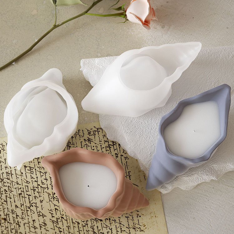 YS Conch Candle Cup Silicone Mold DIY Cement Gypsum Aromatherapy Resin Handmade Storage Jar Mold Succulent Flower Pot Home Decor