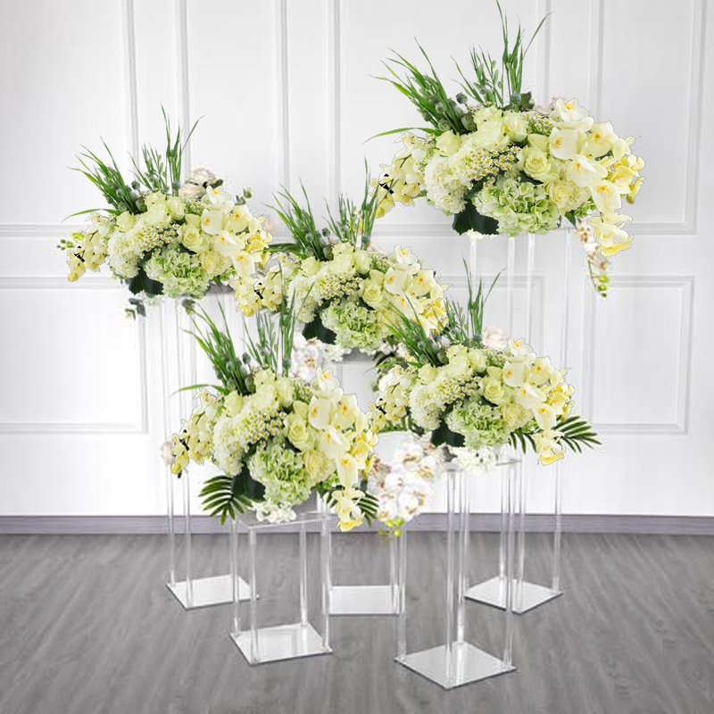 Acrylic Flower Stand Centerpieces Marriage Wedding pedestal Decorations Supplies Tabletop Decor Clear Display Rack Crystal Stage