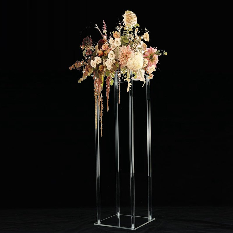 Acrylic Flower Stand Centerpieces Marriage Wedding pedestal Decorations Supplies Tabletop Decor Clear Display Rack Crystal Stage