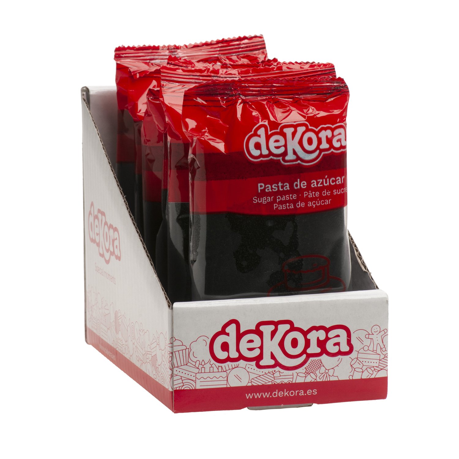 Dekora Brand Display Of 6 250G Edible Black Sugar Paste Fondant Perfect For Cake Decorating