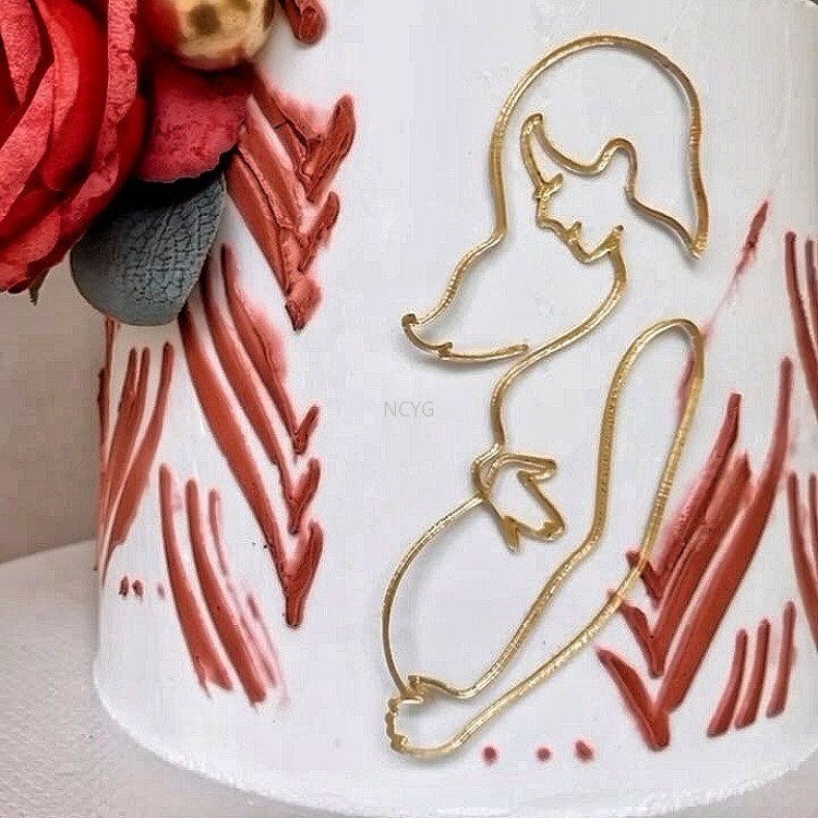 Simple lines acrylic expectant mother maternity cake decoration Happy birthday cake party decoration