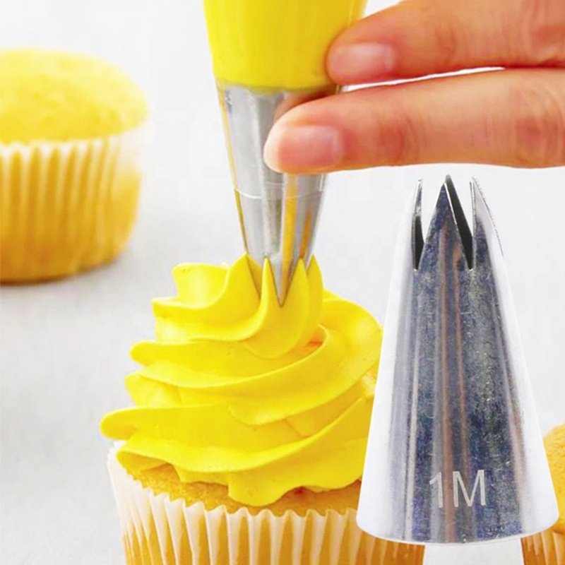 Wanlihao 3pcs/set 1M 2D 2F Wilton Nozzle Stainless Steel Icing Piping Tips Cake Nozzles Decorating Tools