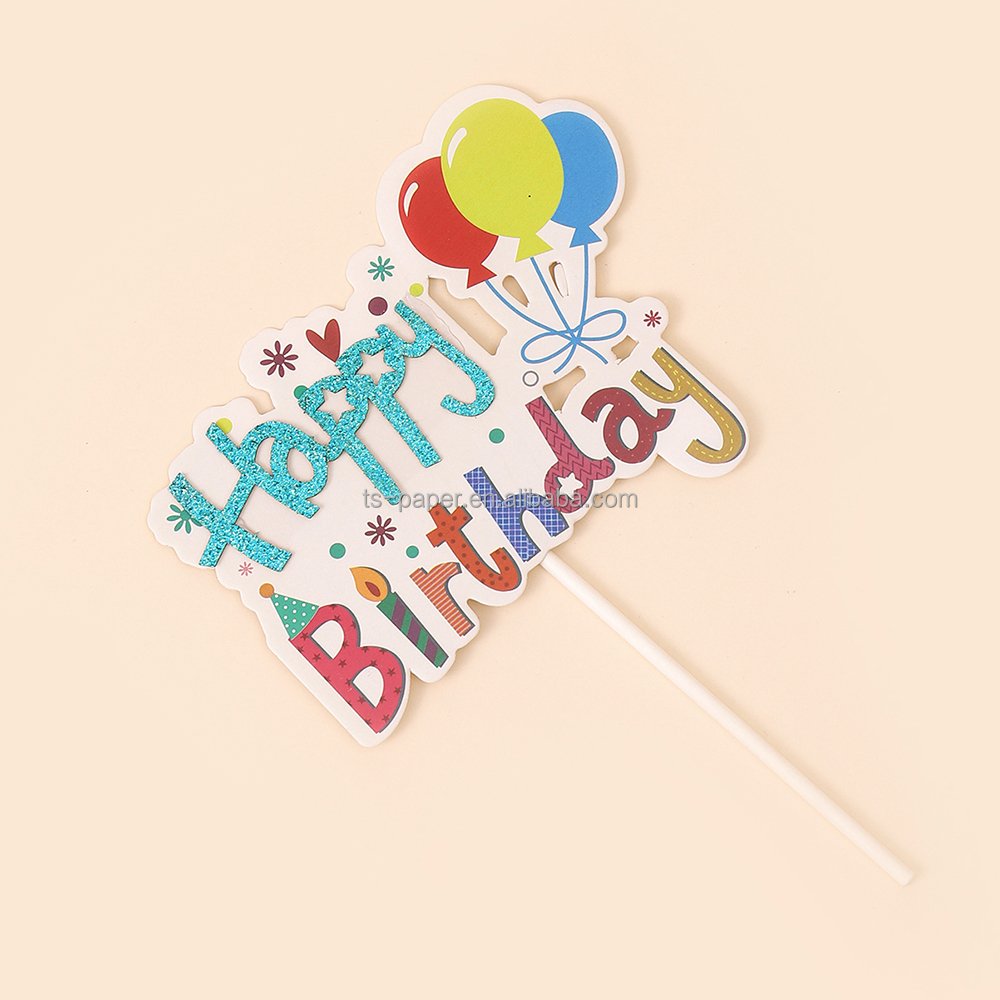 Good quality Paper Cake Decorating Toppers Happy Birthday Cake Topper Paper