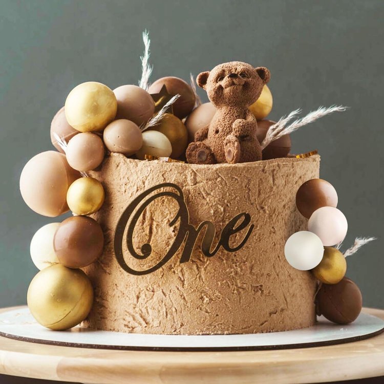 Boho Beige Balls Cake Decorations Brown Balls Gold Balls Cake Topper Cake Decorating for Baby Shower Birthday Wedding