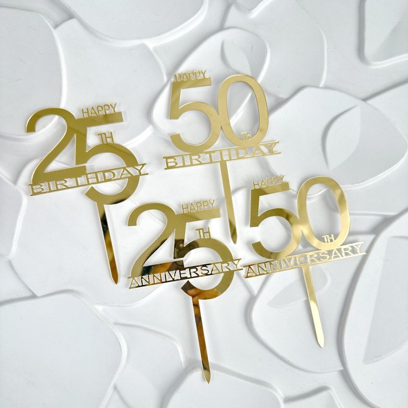 Ins Wind Acrylic Cake Plugin 25 Happy 50th Birthday Happy Anniversary Cake Insert Number Cake Topper