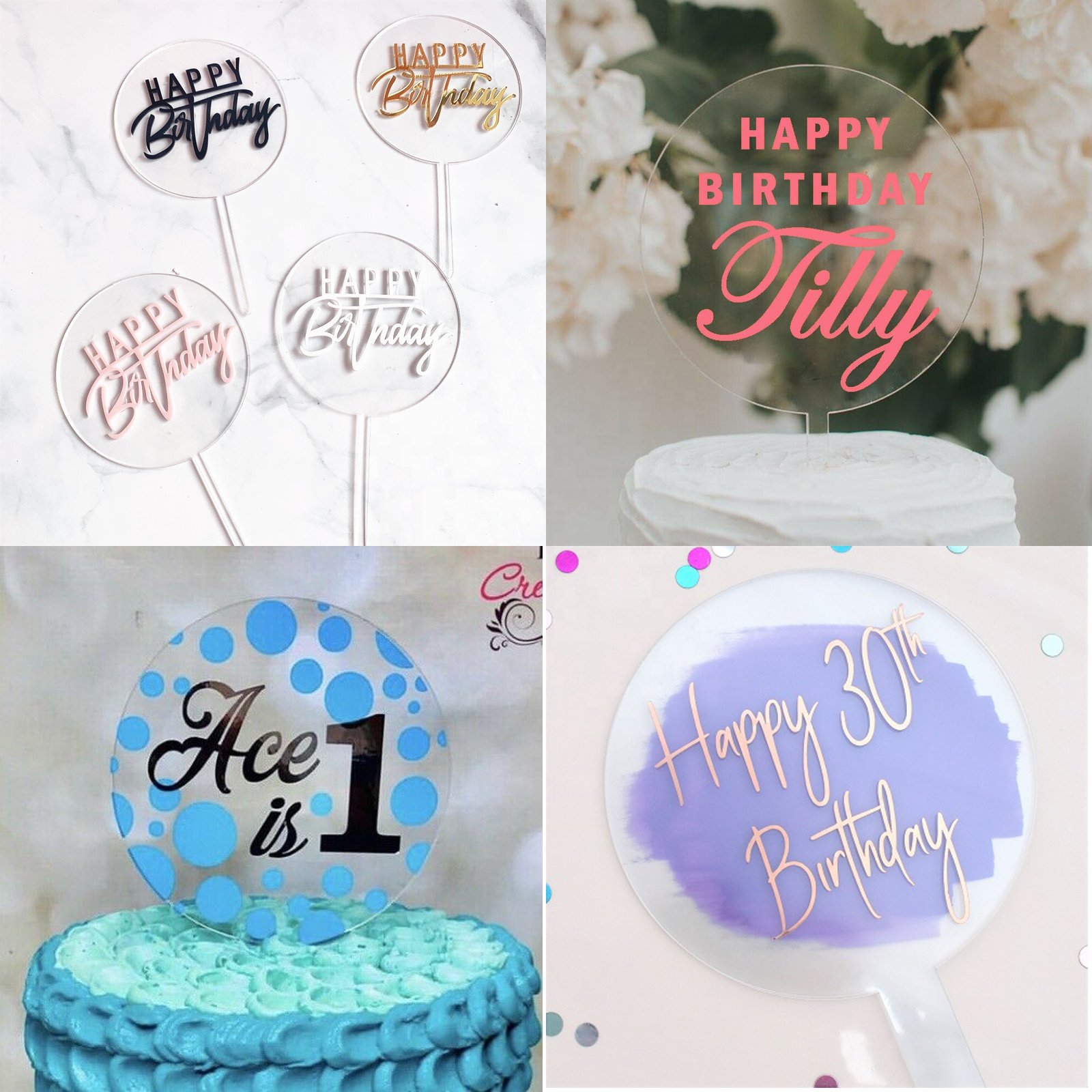2021 products dropshipping service 5 pcs 5 inches clear acrylic cake topper blank round birthday cake toppers