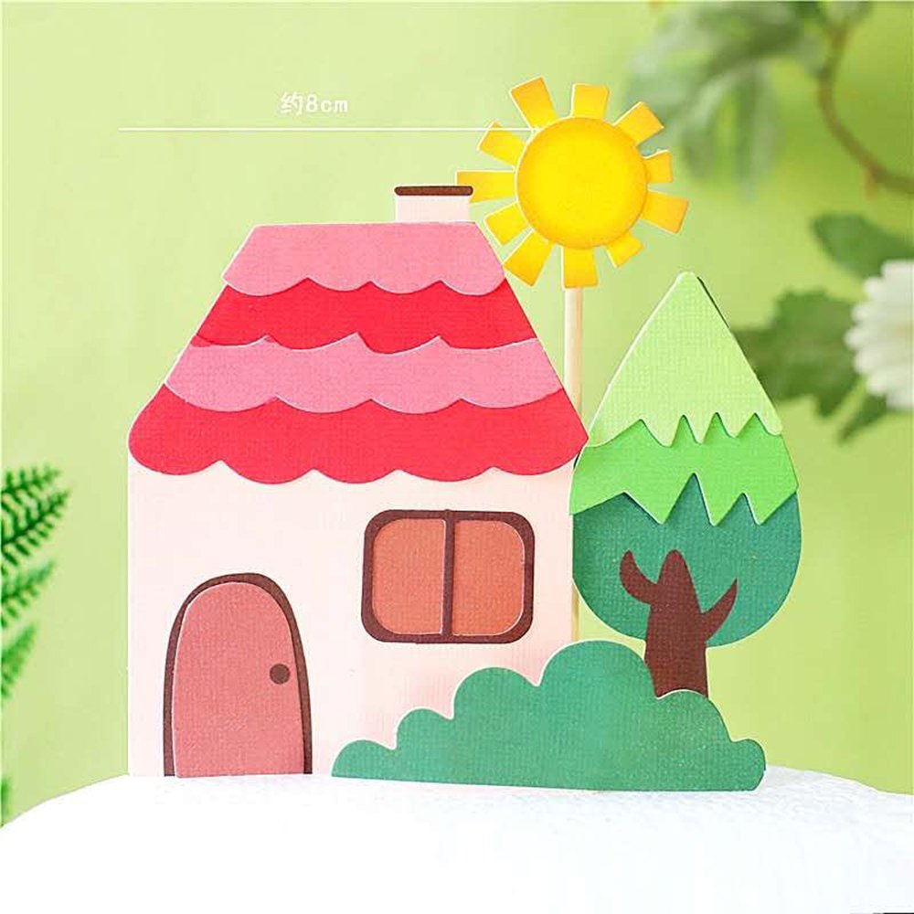 Colorful rainbow cloud balloon Moon star cake decoration top set garden wind cottage small tree birthday cake decoration top