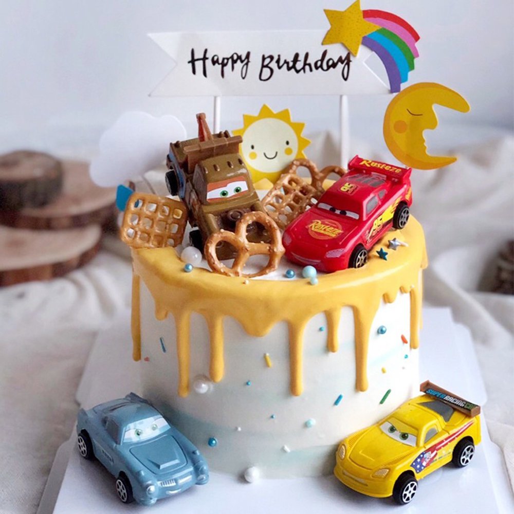 Colorful rainbow cloud balloon Moon star cake decoration top set garden wind cottage small tree birthday cake decoration top