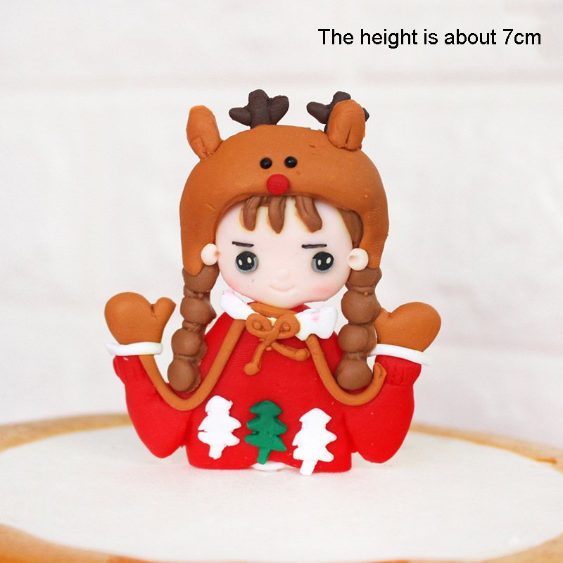 Christmas Tree 3d Doll Toy Ornament Pvc Plastic Father Santa Claus Cupcake Decoration Merry Christmas Cake Topper