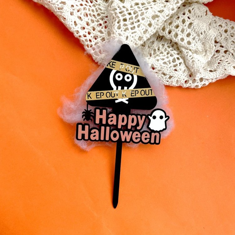 Hstyle Color Printed Acrylic Halloween Cake Topper Happy Halloween Boo Cake Inserts Wedding Festival Kids Birthday Party Decors