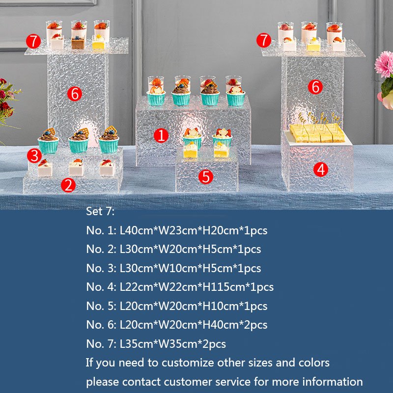 Factory wholesale 9pcs banquets food cakes Dessert display stand acrylic box Acrylic cake tray wedding centerpieces for party