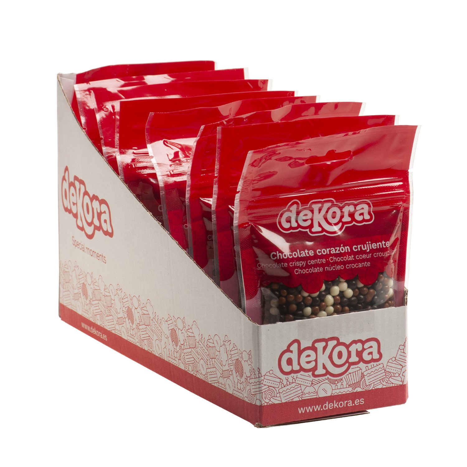 Dekora Brand Display 8 Blisters Mini Chocolate Crispy Bites Mixed 70Gram Topping For Cake Decoration