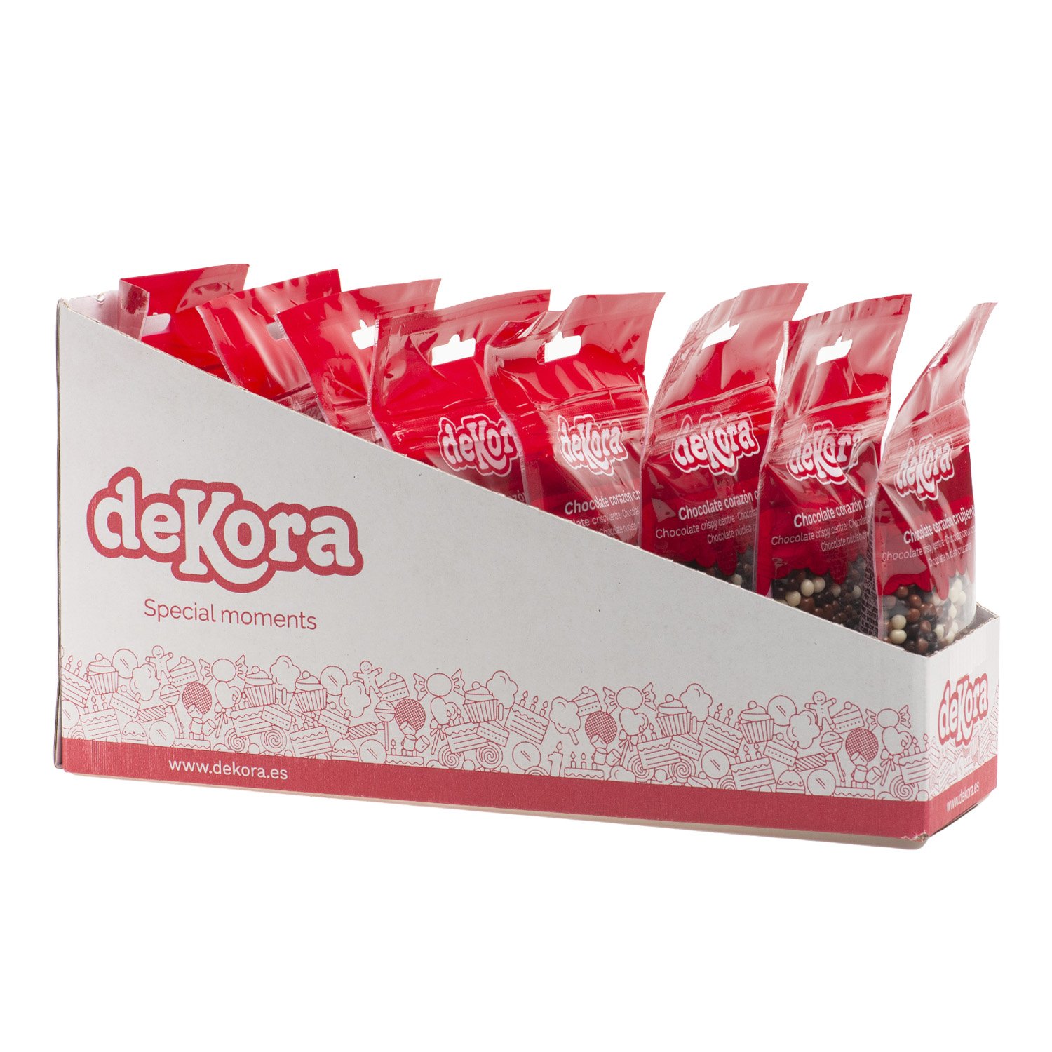 Dekora Brand Display 8 Blisters Mini Chocolate Crispy Bites Mixed 70Gram Topping For Cake Decoration