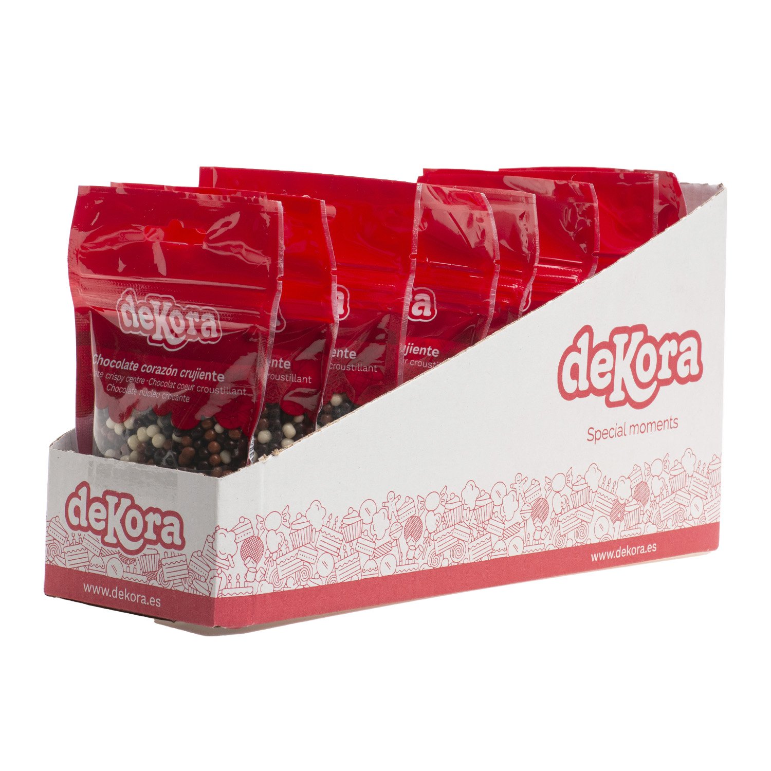 Dekora Brand Display 8 Blisters Mini Chocolate Crispy Bites Mixed 70Gram Topping For Cake Decoration