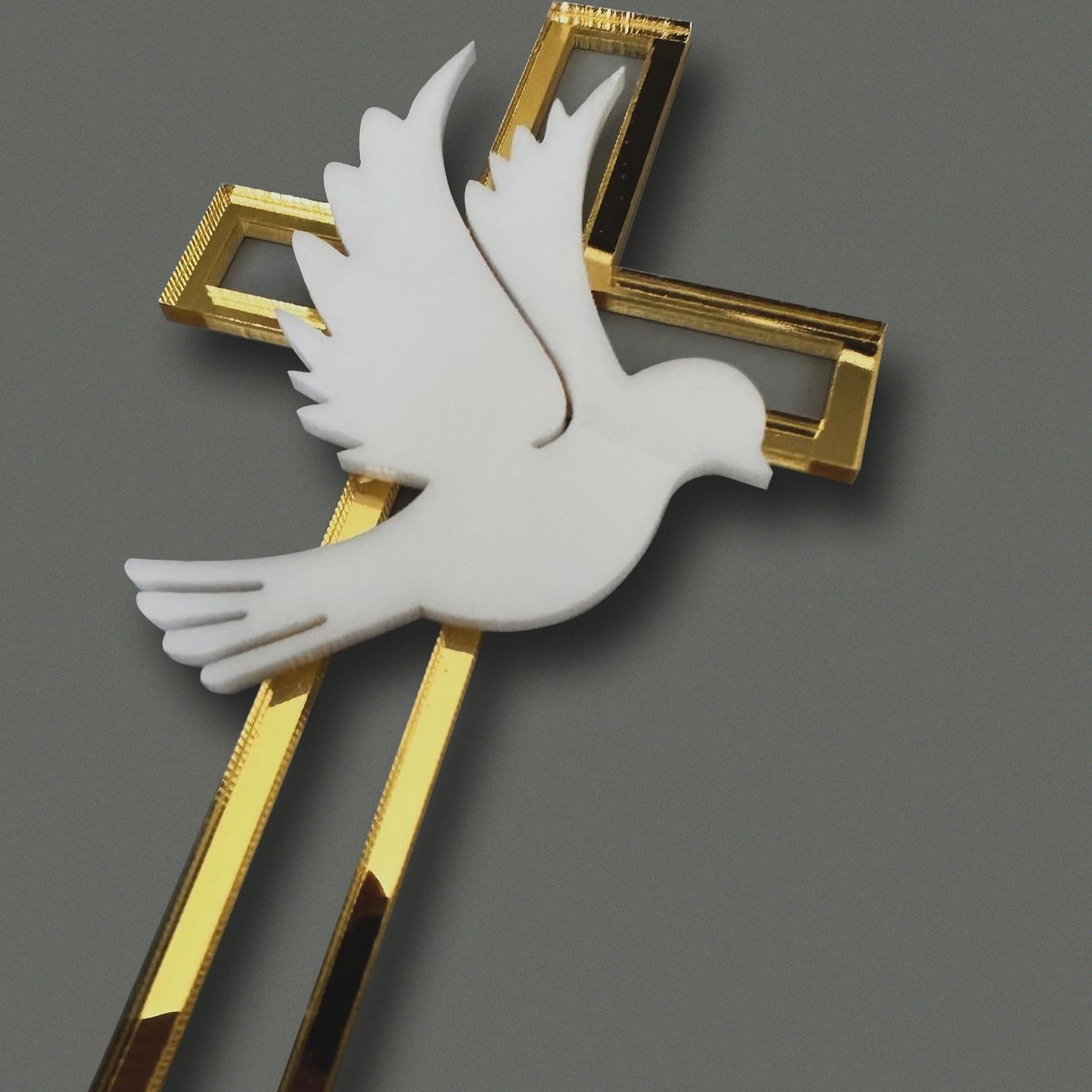 Wholesale Baby Baptism Holy Communion Supplies Cake Decoration Acrylic Peace Cross Shape Topper