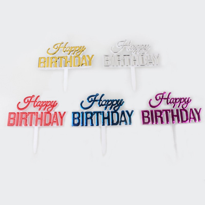 2023 New design Plastic Gold Letter Happy Birthday Cake topper cake decorating supply Babyshower party colorful accessory gateau